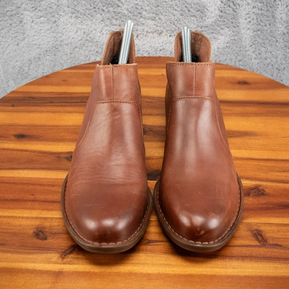 Born Women's Kerri Smooth Leather Distressed Booties Brown Size 8